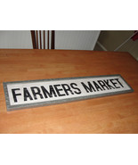 Large Wooden  Farmers Market Sign with Metal Frame - 36&quot; x 8&quot; - £24.85 GBP