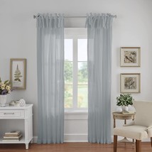 Elrene Home Fashions Jolie Crushed Semi-Sheer Window Curtain,, Soft Blue - £27.33 GBP