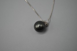 Black Pearl Necklace Pendant on 925 Sterling Silver 16&quot; Box Chain - $38.57