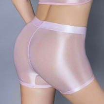 Damen Nass Glanz Underwear Leggins High Glossy Shorts See Through Silky Boxer  - £7.99 GBP