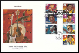 FDC Rock &amp; Roll / Rhythm &amp; Blues Musicians Sheets of 7 1993 Fleetwood Large 6x9 - £7.99 GBP