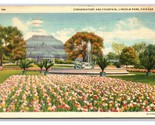 Conservatory and Fountain Lincoln Park Chicago Illinois IL Linen Postcar... - $1.93