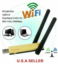 1200Mbps Usb Wifi Long Range Dual Band 5Ghz Wireless Adapter Antennas Receiver - £19.11 GBP