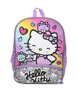Hello Kitty Backpack 16&quot; Sanrio Front Zipper Pocket Teddy Bears Hearts C... - $13.71