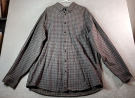 Eddie Bauer Shirt Men Tall XL Gray Plaid 100% Cotton Pocket Collared Button Down - £21.36 GBP