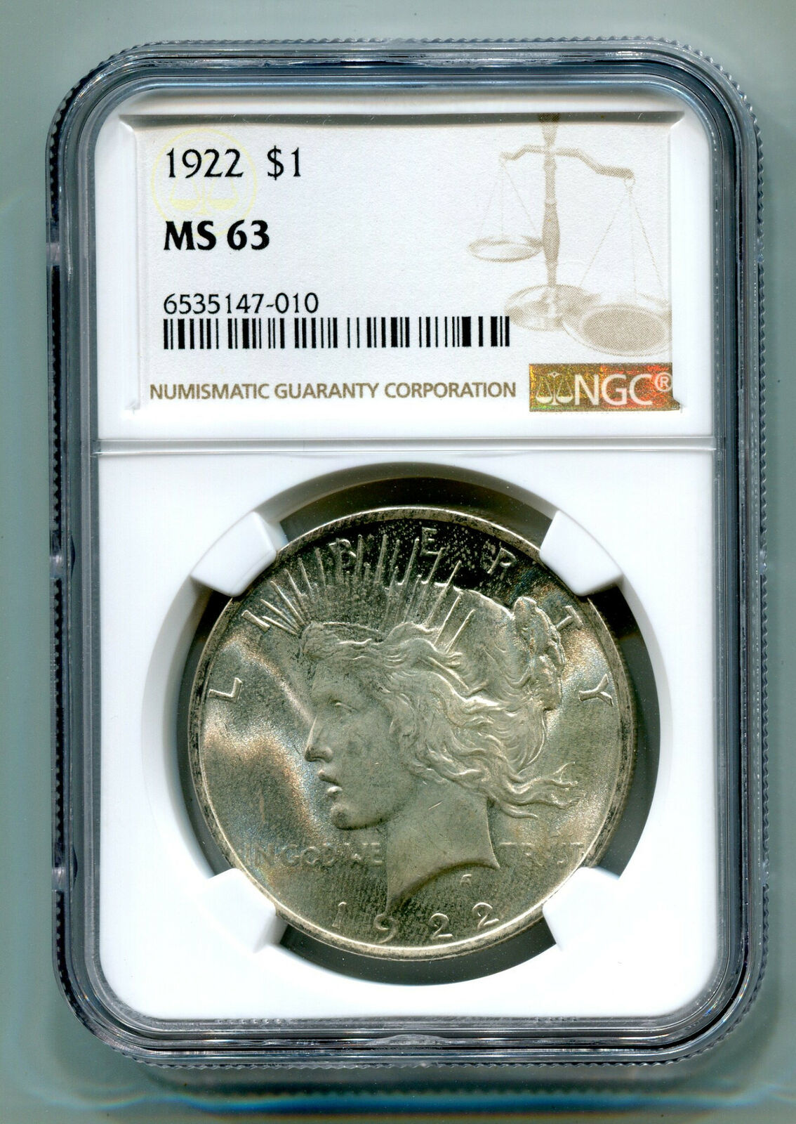 1922 PEACE SILVER DOLLAR NGC MS63 NICE ORIGINAL COIN FROM BOBS COINS FAST SHIP - $69.00