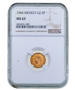 1944 Mexico Or 2.50 Pesos Classé Par NGC Comme MS-63 Bas Tirage 20,000 - $571.70