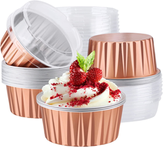 EUSOAR Flan Containers with Lids, 25Pcs 5Oz Disposable Dessert Holders Aluminum  - £12.05 GBP