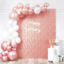 Matt Blush Pink Satin Shimmer Wall Backdrop - 24 Panels Square Sequin Shimmer Ba - £188.51 GBP