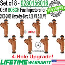 Genuine Bosch 8pcs 4-Hole Upgrade Fuel Injectors for 2000-2008 Mercedes-Benz V8 - £125.28 GBP