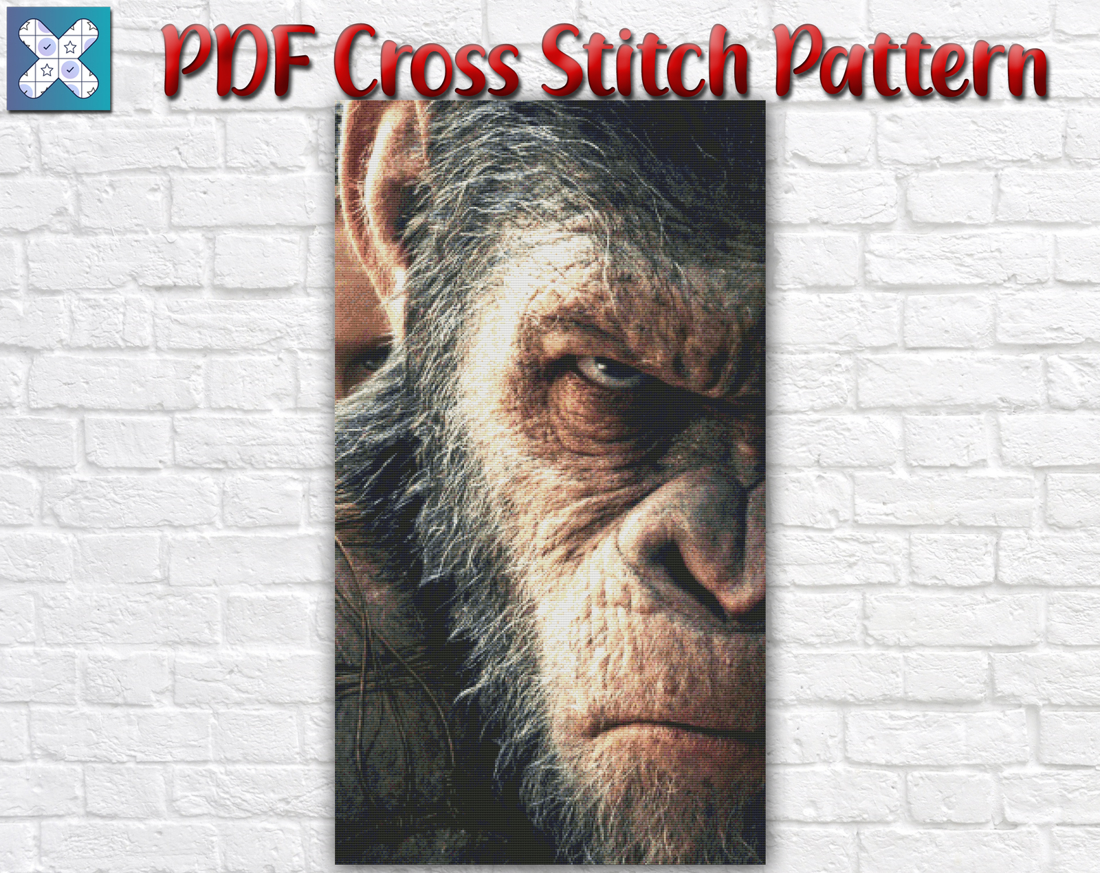 Primary image for Planet Of The Apes Movie Monkey Planet Counted PDF Cross Stitch Pattern DIY DMC