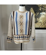 Vintage 90s Liz Wear Claiborne Argyle Mock Neck Sweater Petite S - $20.16