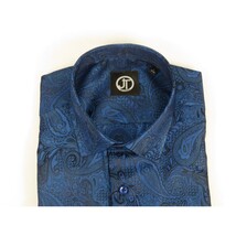 Men's JT MILANO by AVM Turkey Paisley Floral Shirt Slim Fit 6026-44 Navy/Royal image 7