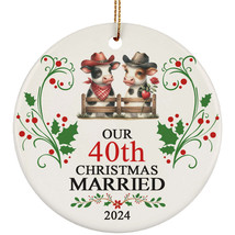 Our 40th Years Christmas Married Ornament Gift 40 Anniversary &amp; Funny Cow Couple - £11.78 GBP