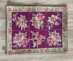 April Cornell Vintage Placemats Set of 8 Burgundy Floral Cotton French Country - £38.54 GBP