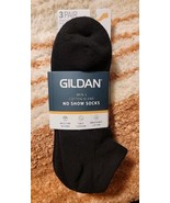 Gildan 3 Pair/Pack Men&#39;s No Show Socks Black  Size 6-12 Mens Cotton Blend  - £6.76 GBP