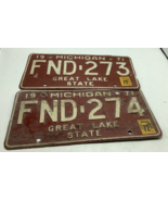 Pair of 1971 Michigan License Plates FND-273 FND-274 CONSECUTIVE - $24.07 CAD