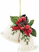 Lenox Holiday Bells Ornament Holly &amp; Berry Figural Porcelain Gold Accents New - £53.51 GBP