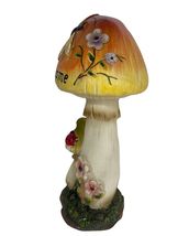 Dual Mushroom Welcome Statue 12" High Resin Ladybug and Dragonfly Accents image 5
