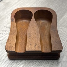 Vintage Smoking Dual Pipe Rest Walnut Mid Century Modern MCM Tobacco Hip... - $19.79