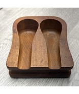 Vintage Smoking Dual Pipe Rest Walnut Mid Century Modern MCM Tobacco Hip... - $19.79