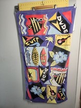 Vtg Surf Board Dude Tropical Beach Towel Purple Blue Yellow Red 57&quot; x 30&quot; - £17.35 GBP