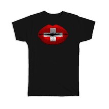 Lips Swiss Flag : Gift T-Shirt Switzerland Expat Country For Her Woman Feminine  - £14.45 GBP