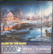 ~NEW~Bits and Pieces Glow In The Dark “All Is Bright” 1000pc Puzzle - 20” x 27” - $24.30