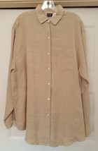 Gap Big Linen Shirt Top Blouse Tunic Camp Pockets L/S Beige Womens L Vintage NWT - £31.38 GBP