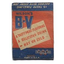 Wilson’s B-V Meat Flavor Food Vintage 50s Advertising Matchbook Cover Matchbox - £5.94 GBP