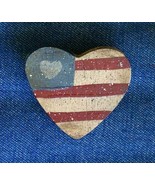 S Place Rustic Hand-painted Stars &amp; Stripes Wooden Heart Brooch vintage ... - £10.14 GBP