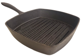 Lenox Cast Iron Grill PAN- 10&quot; Square Frying Skillet Scored Frypan Rare Cookware - £66.38 GBP