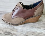 Dr. Scholl&#39;s Cate Wedge Oxfords Taupe Leather Lace Up Women Size 10 Medi... - $47.41