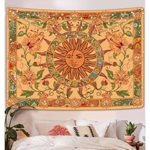 Yellow Sun And Moon Tapestry Vintage Indie Boho Tapestry Wall Hanging With Sunfl - £15.80 GBP