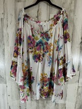 Spense Womens Tunic Blouse Size 3X Watercolor Floral Semi-sheer Vneck READ - £15.45 GBP