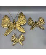Vintage Solid Heavy Brass Butterfly Wall Decor Set Of 3 - $602.68 MXN