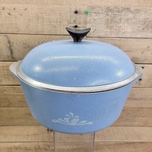 Vintage 60s Club Cast Aluminum Turquoise 4 Qt Dutch Oven Stock Pot Pan w... - $24.70