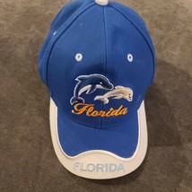 Florida Adjustable Strap Hat Cap Blue White Dolphins Porpoises - $18.69