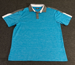 Ben Hogan Performance Polo Golf Shirt Men&#39;s Blue with Grey Collar Size Large - £12.54 GBP