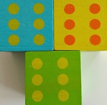 Chunky Wood Dice Blocks Lot of 3 Multicolor 1.5&quot; Cubes Toys Building Math E7 - £12.07 GBP