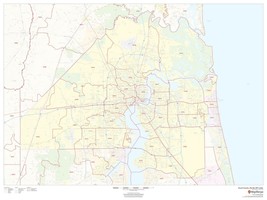 Duval County, Florida ZIP Codes Laminated Wall Map (MSH) - $193.05