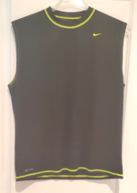 Nike Muscle Tank Top Mens L Black Yellow Trim Logo Dri Fit Tee - £14.38 GBP