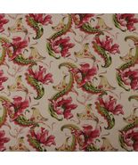 DESIGNER FALLING FLOWERS MAGENTA PINK 100% LINEN MULTIUSE FABRIC BY YARD... - $14.84
