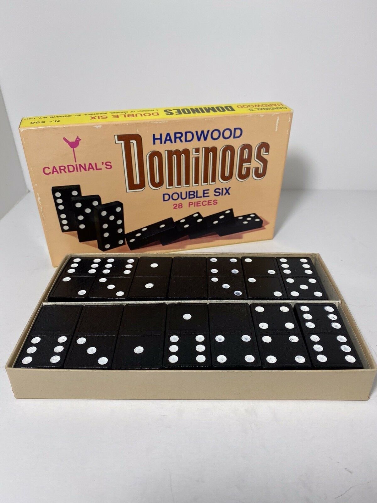 Vintage Cardinal’s Hardwood Double 6 Dominoes 28 Pieces No. 556 - £9.65 GBP