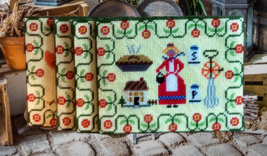 Hand Stitched Farmhouse Placemats Plastic Canvas Set of 4 Country Kitche... - £27.56 GBP