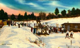 Old Forge NY Postcard Ski Hill And Tow-Winter Scene Unposted Linen bk53 - £2.31 GBP