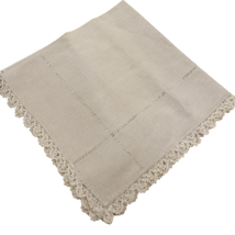 Vintage Mid-Century  Hand Crocheted Table Square White 26" x 26" - $23.74