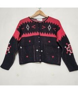 French Rags Cardigan Sweater Southwest Navajo Black Red Womens L Size 3 ... - $73.26