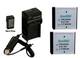 2 KLIC-7001 Batteries + Charger for Kodak MD863 M893 M1063 MD1063 MX1063 M1073 - £52.68 GBP