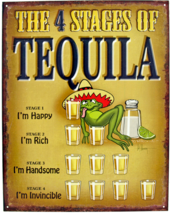 The Four Stages of Tequila Liquor Novelty Funny Sarcastic Metal Tin Sign - £10.37 GBP